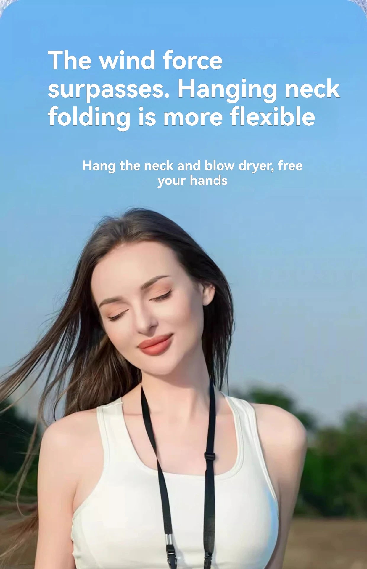 JPNPL Hanging Ice Pack Handheld High-speed Fan Folding 100 Speed Infinitely Adjustable Fan Portable For Outdoor Neck